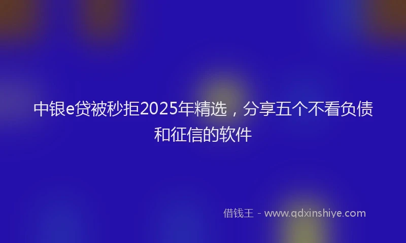 中银e贷被秒拒2025年精选，分享五个不看负债和征信的软件