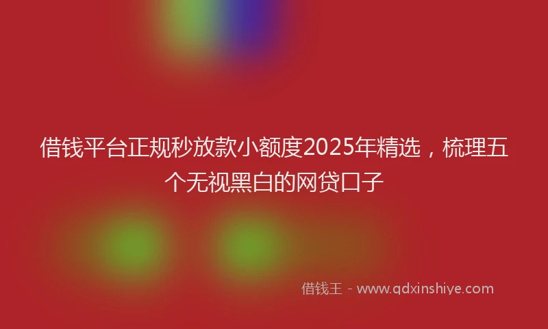 借钱平台正规秒放款小额度2025年精选，梳理五个无视黑白的网贷口子