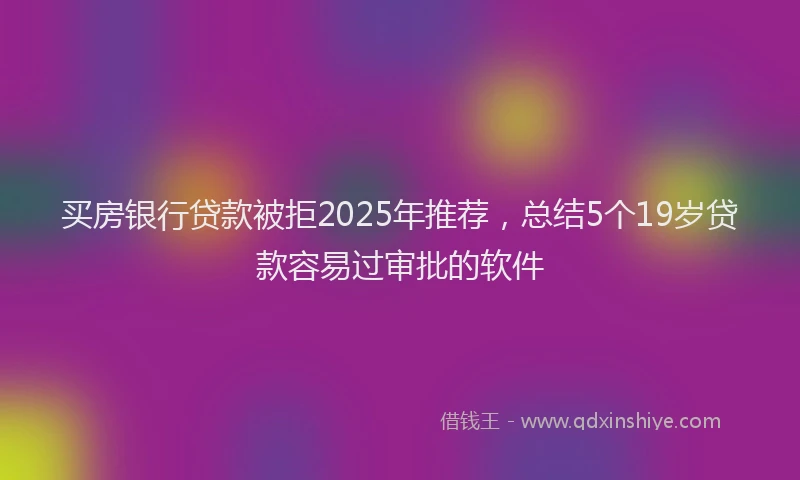 买房银行贷款被拒2025年推荐，总结5个19岁贷款容易过审批的软件