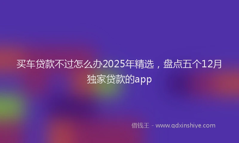 买车贷款不过怎么办2025年精选，盘点五个12月独家贷款的app