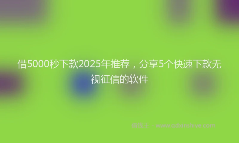 借5000秒下款2025年推荐，分享5个快速下款无视征信的软件