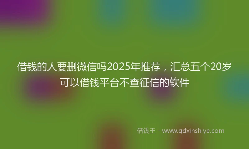 借钱的人要删微信吗2025年推荐，汇总五个20岁可以借钱平台不查征信的软件
