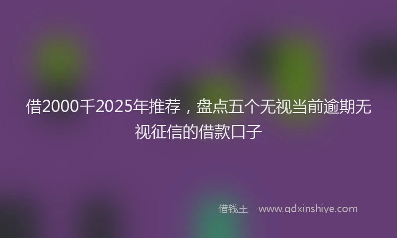 借2000千2025年推荐，盘点五个无视当前逾期无视征信的借款口子