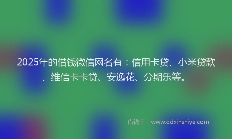 2025年的借钱微信网名有：信用卡贷、小米贷款、维信卡卡贷、安逸花、分期乐等。