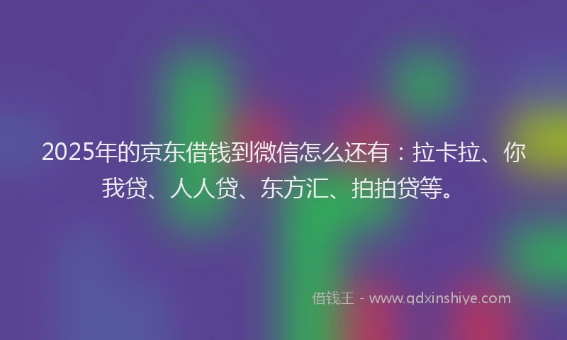 2025年的京东借钱到微信怎么还有：拉卡拉、你我贷、人人贷、东方汇、拍拍贷等。