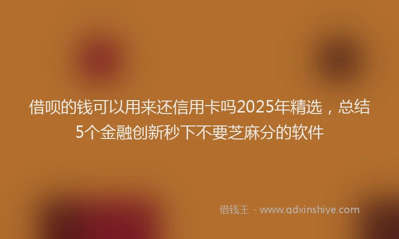 借呗的钱可以用来还信用卡吗2025年精选，总结5个金融创新秒下不要芝麻分的软件