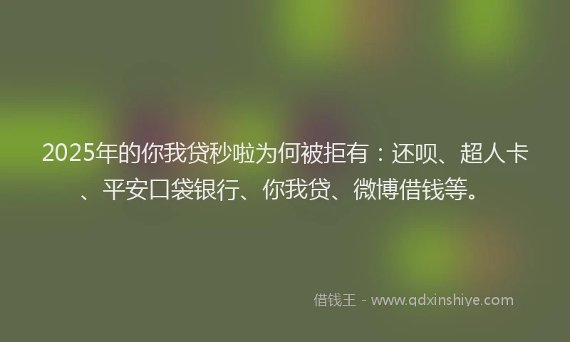 2025年的你我贷秒啦为何被拒有：还呗、超人卡、平安口袋银行、你我贷、微博借钱等。