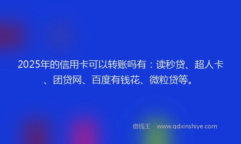 2025年的信用卡可以转账吗有：读秒贷、超人卡、团贷网、百度有钱花、微粒贷等。