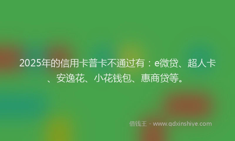2025年的信用卡普卡不通过有：e微贷、超人卡、安逸花、小花钱包、惠商贷等。