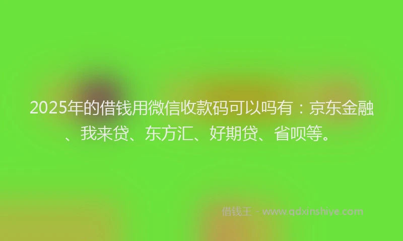 2025年的借钱用微信收款码可以吗有：京东金融、我来贷、东方汇、好期贷、省呗等。