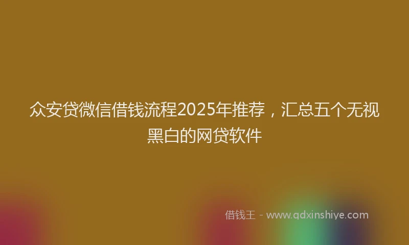 众安贷微信借钱流程2025年推荐，汇总五个无视黑白的网贷软件