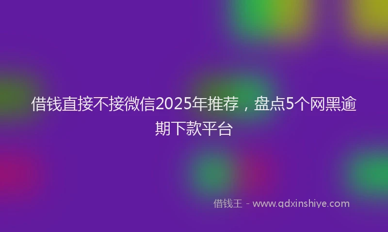 借钱直接不接微信2025年推荐，盘点5个网黑逾期下款平台