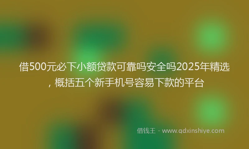 借500元必下小额贷款可靠吗安全吗2025年精选，概括五个新手机号容易下款的平台