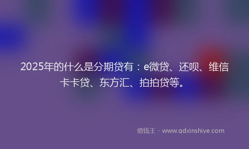 2025年的什么是分期贷有：e微贷、还呗、维信卡卡贷、东方汇、拍拍贷等。