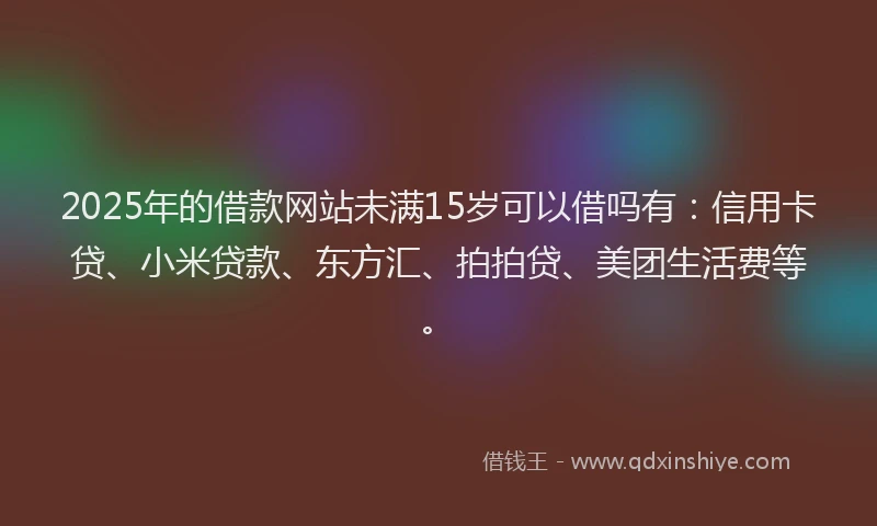 2025年的借款网站未满15岁可以借吗有：信用卡贷、小米贷款、东方汇、拍拍贷、美团生活费等。