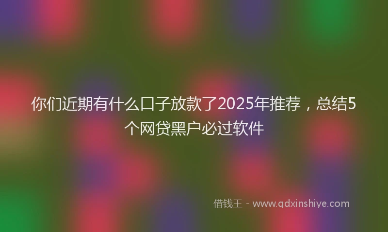 你们近期有什么口子放款了2025年推荐，总结5个网贷黑户必过软件