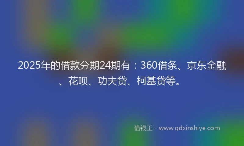 2025年的借款分期24期有：360借条、京东金融、花呗、功夫贷、柯基贷等。