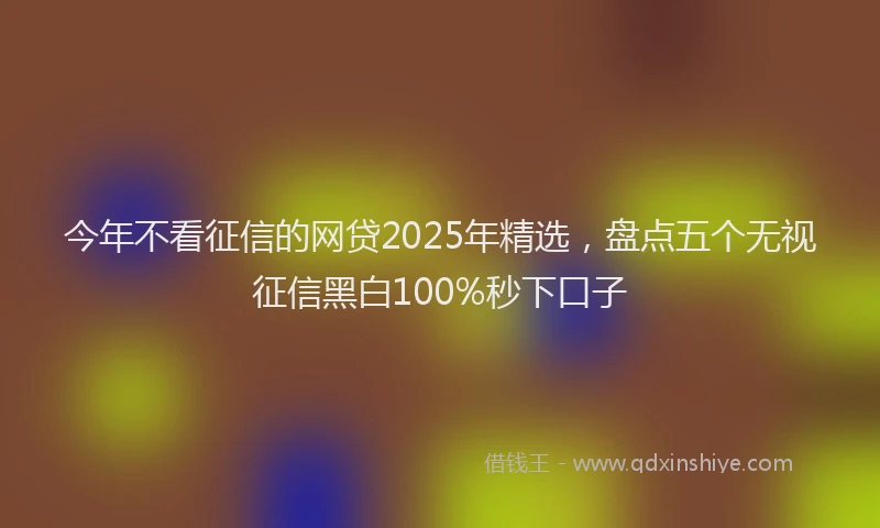 今年不看征信的网贷2025年精选，盘点五个无视征信黑白100%秒下口子