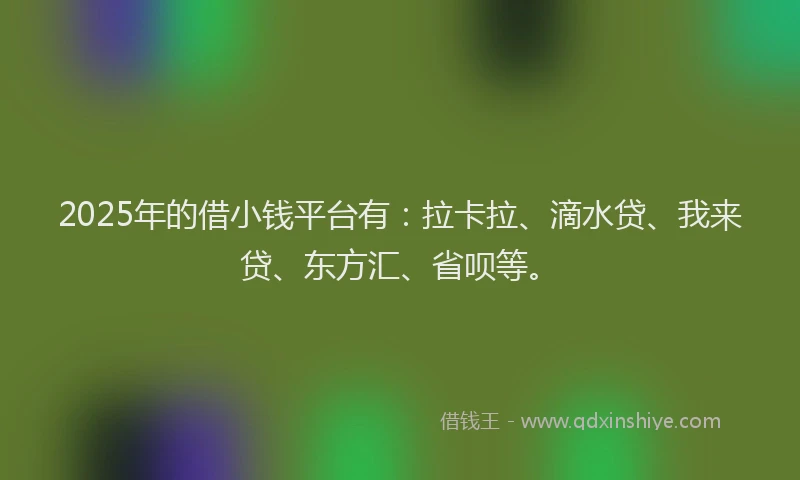 2025年的借小钱平台有：拉卡拉、滴水贷、我来贷、东方汇、省呗等。