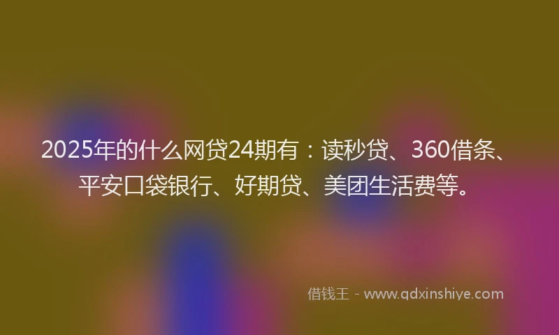 2025年的什么网贷24期有：读秒贷、360借条、平安口袋银行、好期贷、美团生活费等。