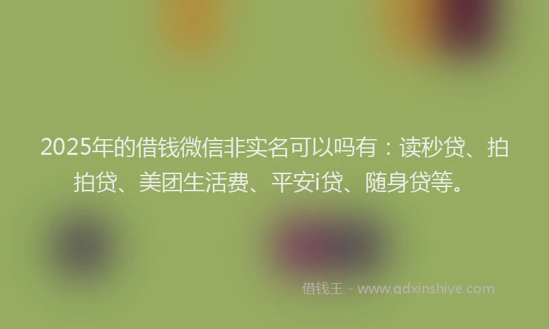 2025年的借钱微信非实名可以吗有：读秒贷、拍拍贷、美团生活费、平安i贷、随身贷等。