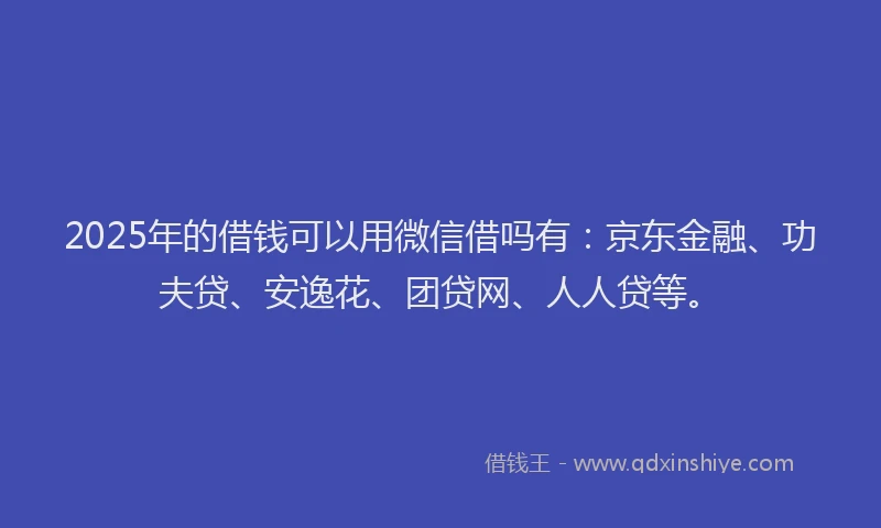 2025年的借钱可以用微信借吗有：京东金融、功夫贷、安逸花、团贷网、人人贷等。