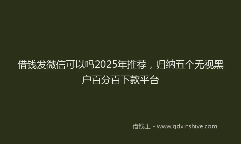 借钱发微信可以吗2025年推荐，归纳五个无视黑户百分百下款平台