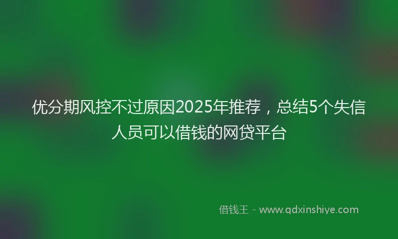 优分期风控不过原因2025年推荐，总结5个失信人员可以借钱的网贷平台