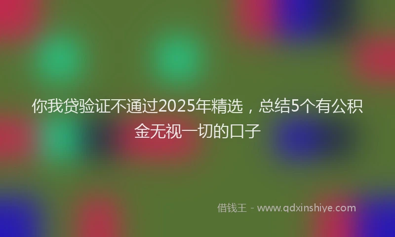 你我贷验证不通过2025年精选，总结5个有公积金无视一切的口子