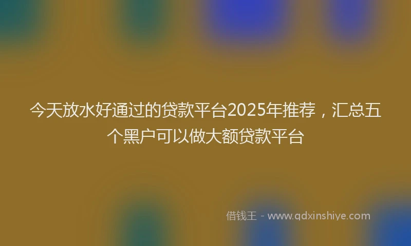 今天放水好通过的贷款平台2025年推荐，汇总五个黑户可以做大额贷款平台