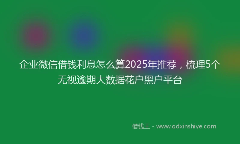 企业微信借钱利息怎么算2025年推荐，梳理5个无视逾期大数据花户黑户平台