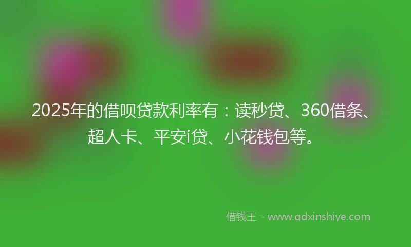 2025年的借呗贷款利率有：读秒贷、360借条、超人卡、平安i贷、小花钱包等。
