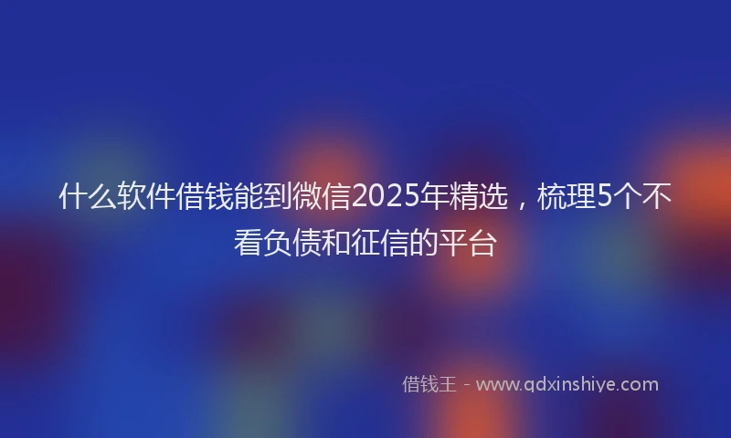 什么软件借钱能到微信2025年精选，梳理5个不看负债和征信的平台