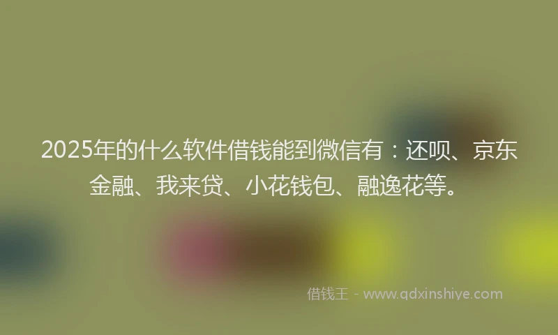 2025年的什么软件借钱能到微信有：还呗、京东金融、我来贷、小花钱包、融逸花等。