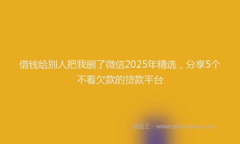 借钱给别人把我删了微信2025年精选，分享5个不看欠款的贷款平台