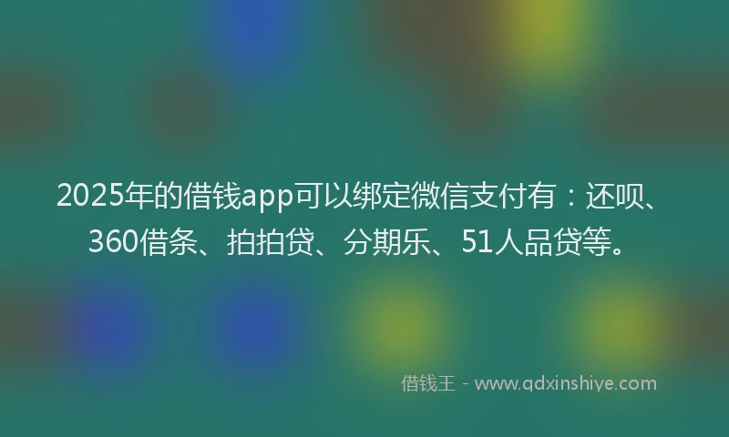 2025年的借钱app可以绑定微信支付有：还呗、360借条、拍拍贷、分期乐、51人品贷等。
