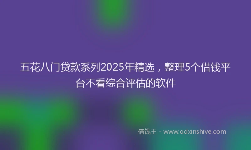 五花八门贷款系列2025年精选，整理5个借钱平台不看综合评估的软件