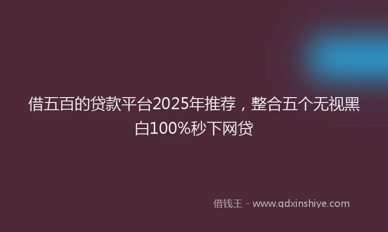 借五百的贷款平台2025年推荐，整合五个无视黑白100%秒下网贷