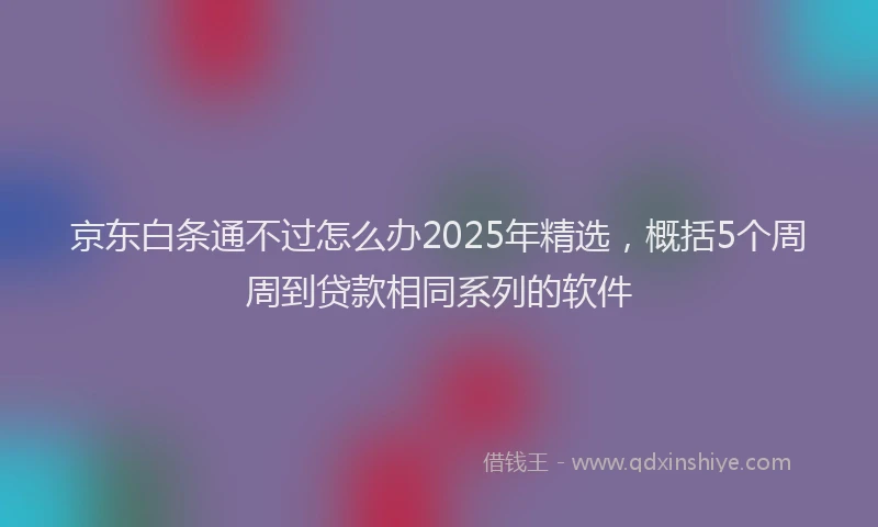 京东白条通不过怎么办2025年精选，概括5个周周到贷款相同系列的软件