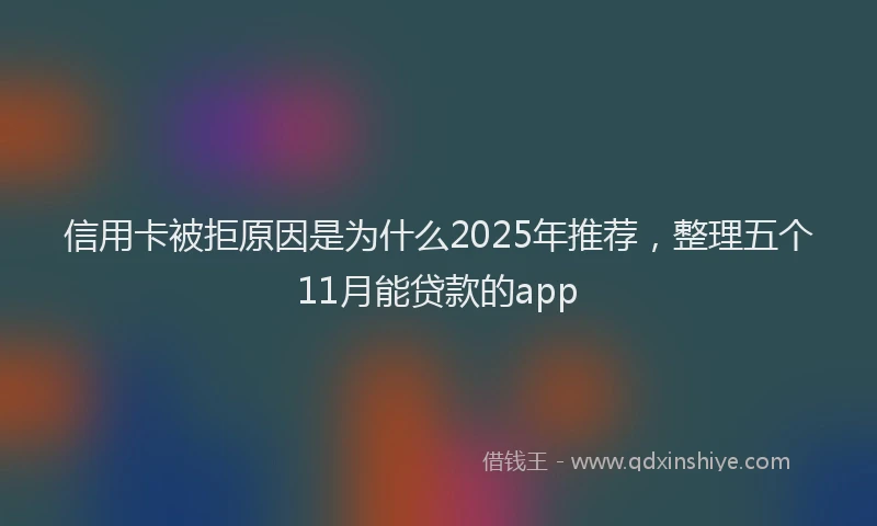信用卡被拒原因是为什么2025年推荐，整理五个11月能贷款的app