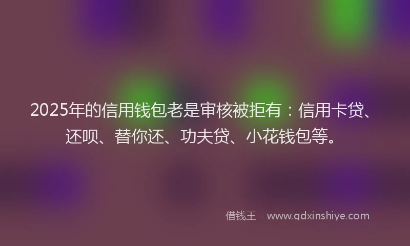2025年的信用钱包老是审核被拒有：信用卡贷、还呗、替你还、功夫贷、小花钱包等。