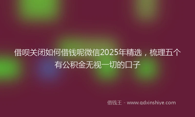 借呗关闭如何借钱呢微信2025年精选，梳理五个有公积金无视一切的口子