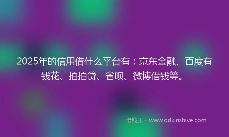 2025年的信用借什么平台有：京东金融、百度有钱花、拍拍贷、省呗、微博借钱等。