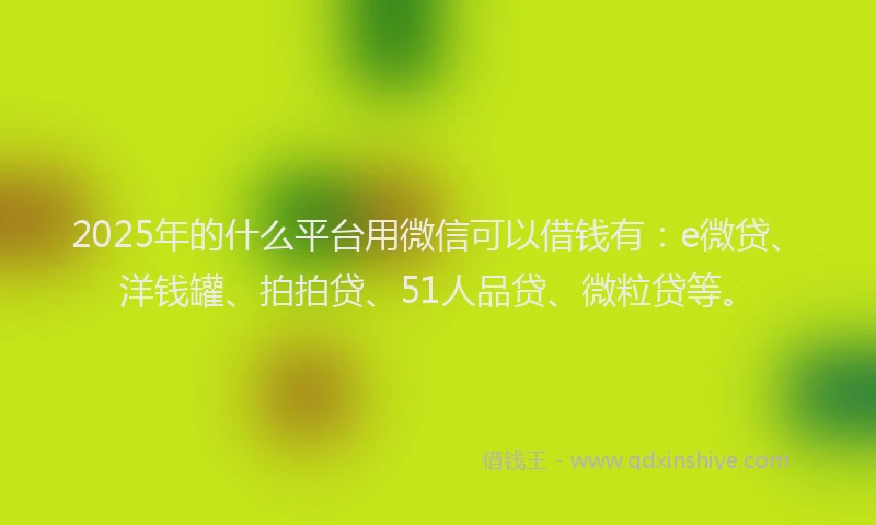 2025年的什么平台用微信可以借钱有：e微贷、洋钱罐、拍拍贷、51人品贷、微粒贷等。