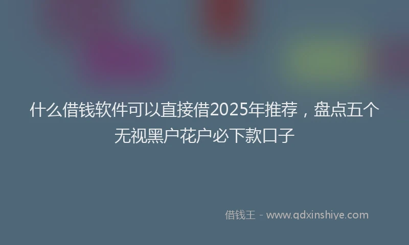 什么借钱软件可以直接借2025年推荐，盘点五个无视黑户花户必下款口子