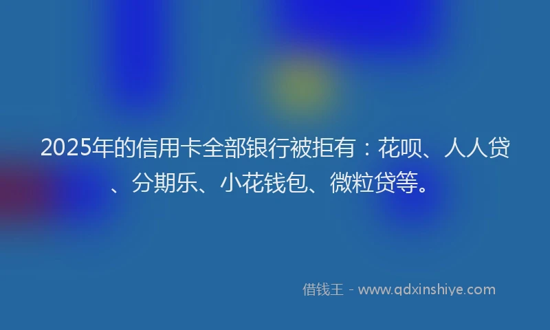 2025年的信用卡全部银行被拒有：花呗、人人贷、分期乐、小花钱包、微粒贷等。