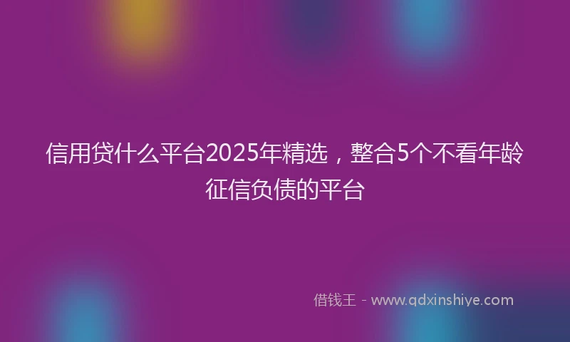信用贷什么平台2025年精选，整合5个不看年龄征信负债的平台