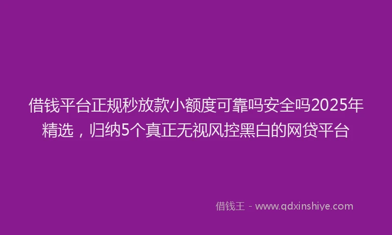 借钱平台正规秒放款小额度可靠吗安全吗2025年精选，归纳5个真正无视风控黑白的网贷平台
