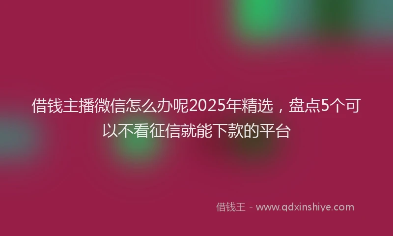 借钱主播微信怎么办呢2025年精选，盘点5个可以不看征信就能下款的平台