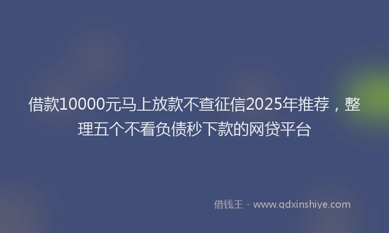 借款10000元马上放款不查征信2025年推荐，整理五个不看负债秒下款的网贷平台